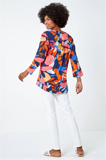 Abstract Print Oversized Shirt 20118722
