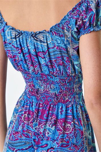 Paisley Print Shirred Frill Maxi Dress 14491909