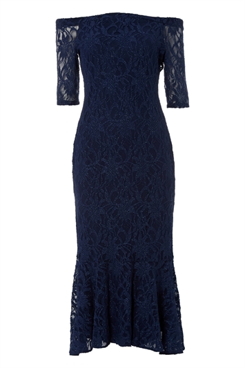 Lace Midi Bardot Dress 14008860