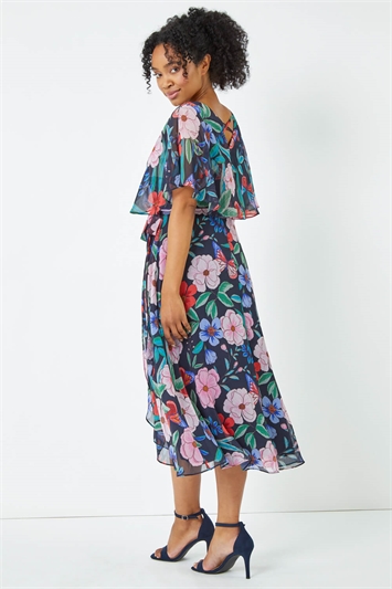 Petite Floral Chiffon Cape Wrap Dress 14365760