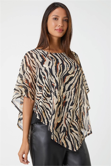 Animal Foil Overlay Stretch Top 20141888