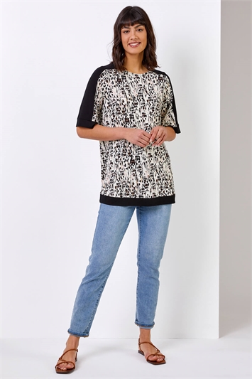 Abstract Print Contrast Jeresey Top 19173106
