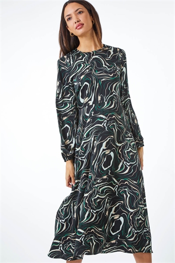 Marble Print Fit & Flare Dress 14297308