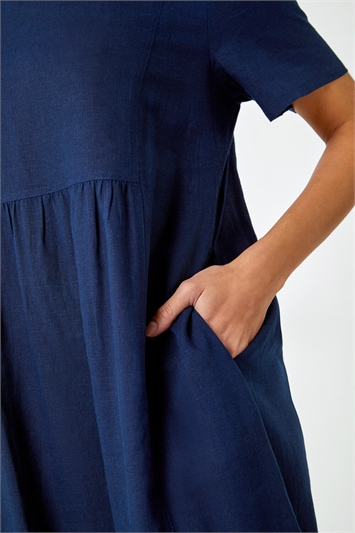 Relaxed Cotton Blend Pocket Dress 14397260