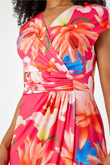 Petite Ruched Floral Wrap Dress 14374522
