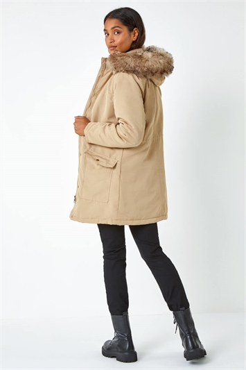 Faux Fur Hooded Parka Coat 12023816