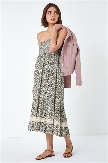 Lace Trim Floral Multiway Skirt Dress 17042358