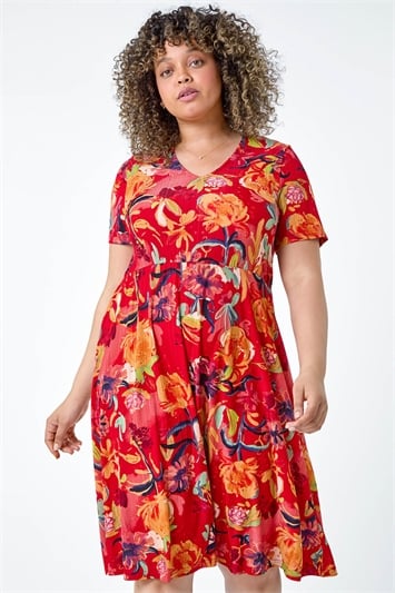 Curve Floral Print Stretch Jersey Dress 14528878
