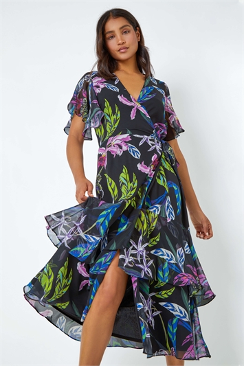 Lipsy amelia print store floral wrap dress