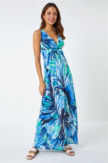 Abstract Print Stretch Wrap Maxi Dress 14346702