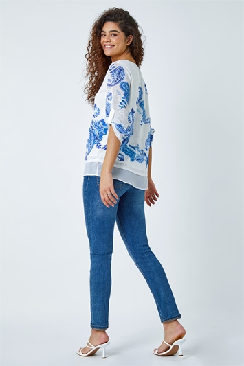 Paisley Print Double Layer Top 19096209