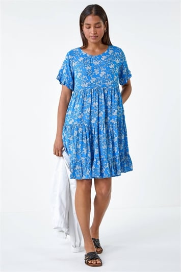 Ditsy Floral Print Tiered Smock Dress 14552380