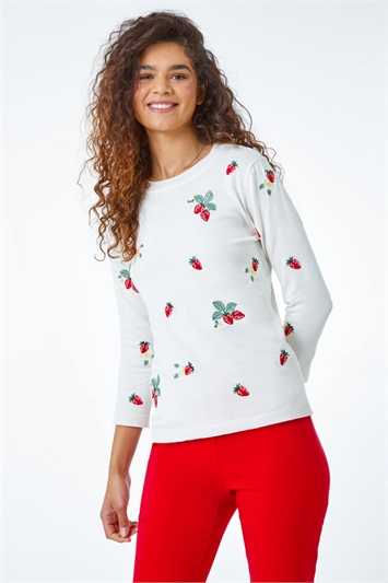 Strawberry Embroidered Jumper 16084538