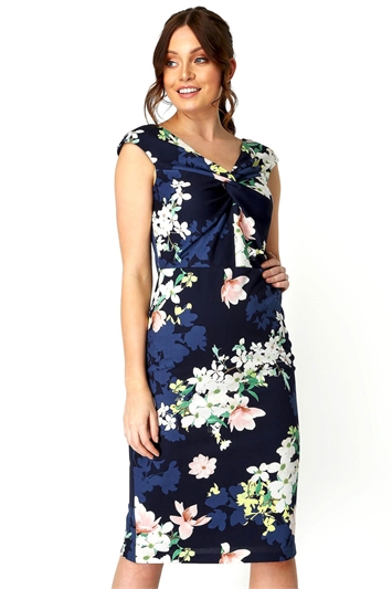 Twist Front Floral Print Dress 14027660