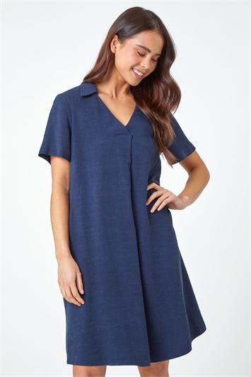Petite Linen Blend Pocket Tunic Dress 14475460