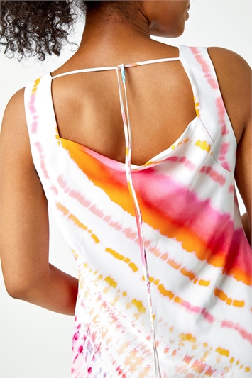 Petite Cowl Neck Tie Dye Print Dress 14399472