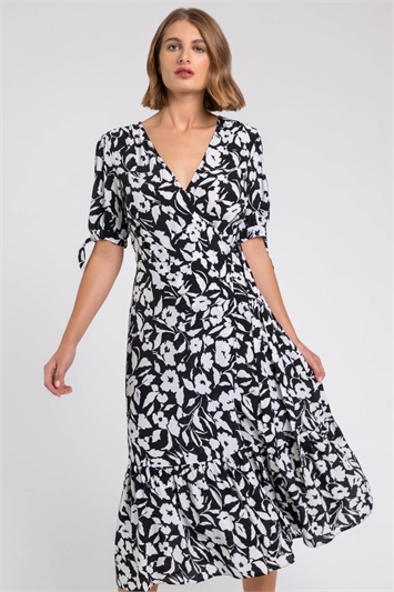 Tiered Floral Print Wrap Dress 14247208