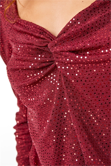 Ruched Sequin Sweetheart Top 19205095