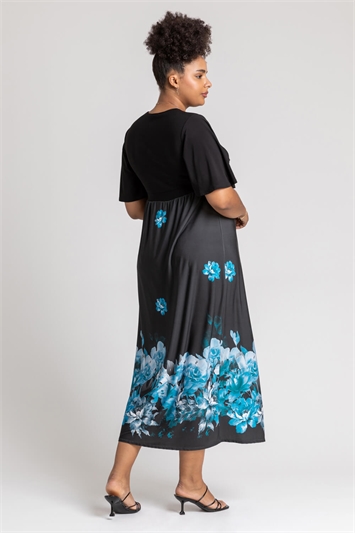 Curve Floral Border Print Wrap Maxi Dress 14218180