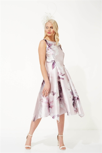 Floral Print Fit and Flare Midi Dress 14057546