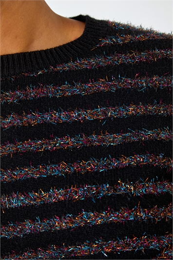 Metallic Stripe Fluffy Knit Jumper 16097508