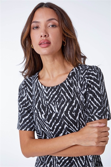 Zebra Print Textured Tunic Dress 14321208