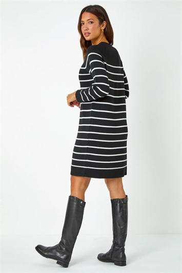 Stripe Print Knitted Jumper Dress 14435208