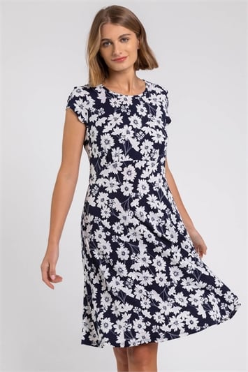 Floral Print Stretch Jersey Tea Dress 14227060