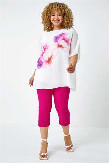 Curve Floral Chiffon Overlay Top 20122938