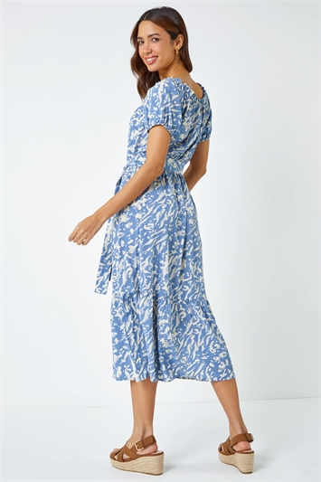 Abstract Print Belted Midi Dress 14346009