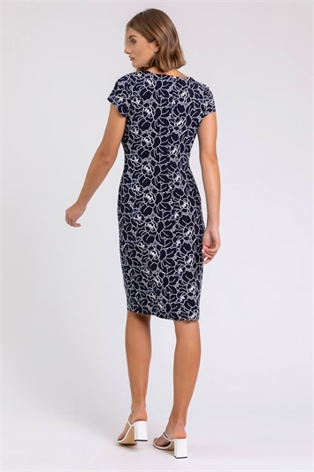 Floral Print Stretch Ruched Dress 14228260