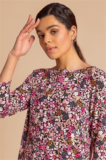 Ditsy Floral Print Jersey Top 19164472