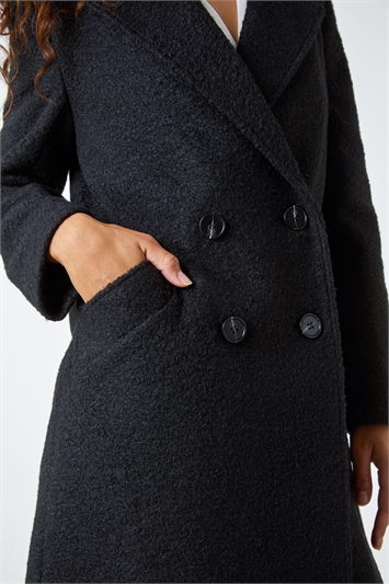 Relaxed Double Breasted Boucle Coat 12022808