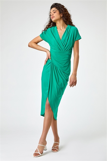 Ruched Front Midi Wrap Dress 14248134