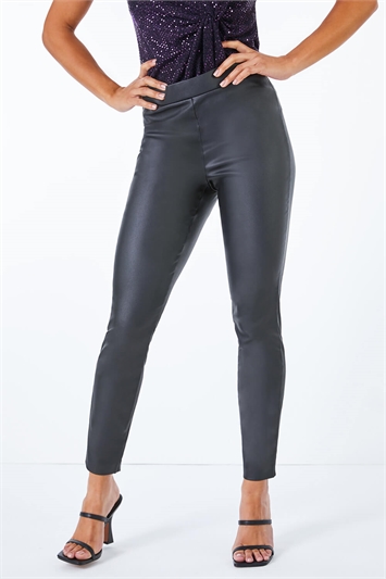 Petite Faux Leather Pull On Trousers 18037008