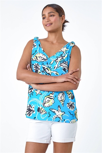 V-Neck Shell Print Cami Vest Top 20165609