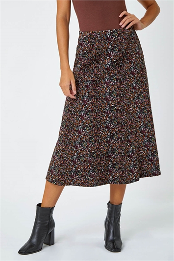 Textured Abstract Print Stretch Skirt 17039058