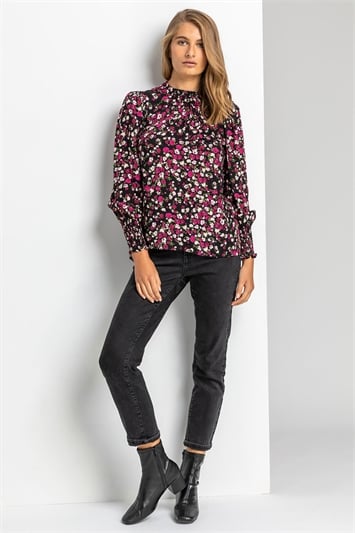 Ditsy Floral Frill Neck Blouse 20079008