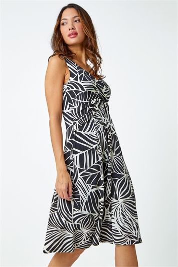 Metallic Leaf Print Dress 14343008