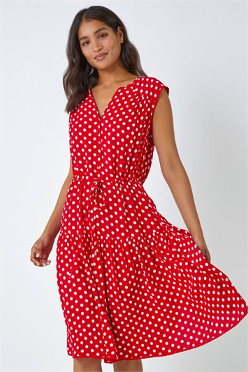 Polka Dot Print Sleeveless Dress 14344078