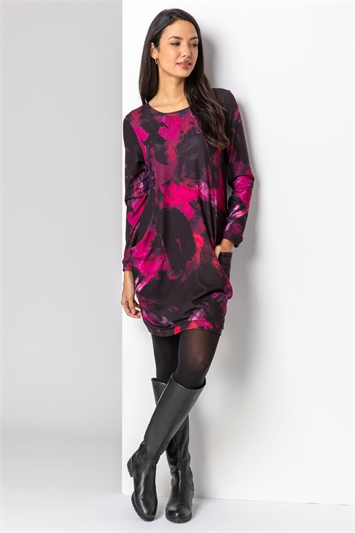 Abstract Print Jersey Cocoon Dress 14194472