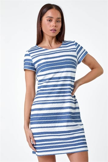 Petite Textured Stripe Shift Dress