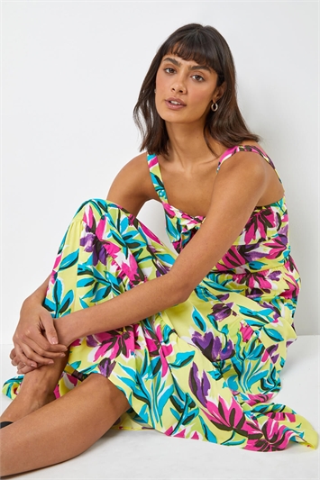 Floral Print Tiered Knot Dress 14262449