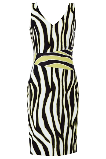 Contrast Zebra Print Scuba Dress 14036849