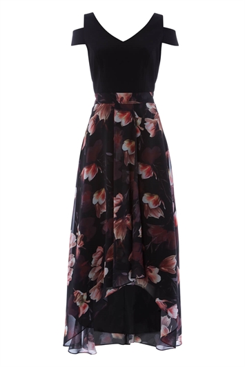 Floral Print Cold Shoulder Maxi Dress 14007274