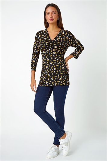 Floral Print Ruched Stretch Top 19278798