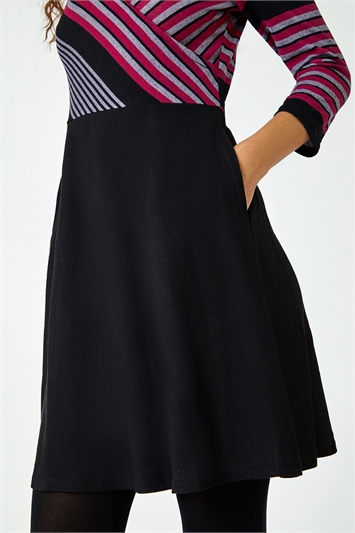 Stripe Print Stretch Wrap Dress 14475995