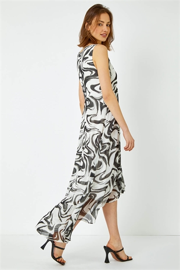 Swirl Print Chiffon Midi Dress 14409238