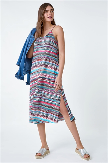 Aztec Stripe Stretch Pocket Midi Dress 14564772