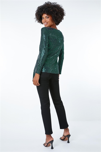 Sequin Ruched Waist Jersey Top 19190234